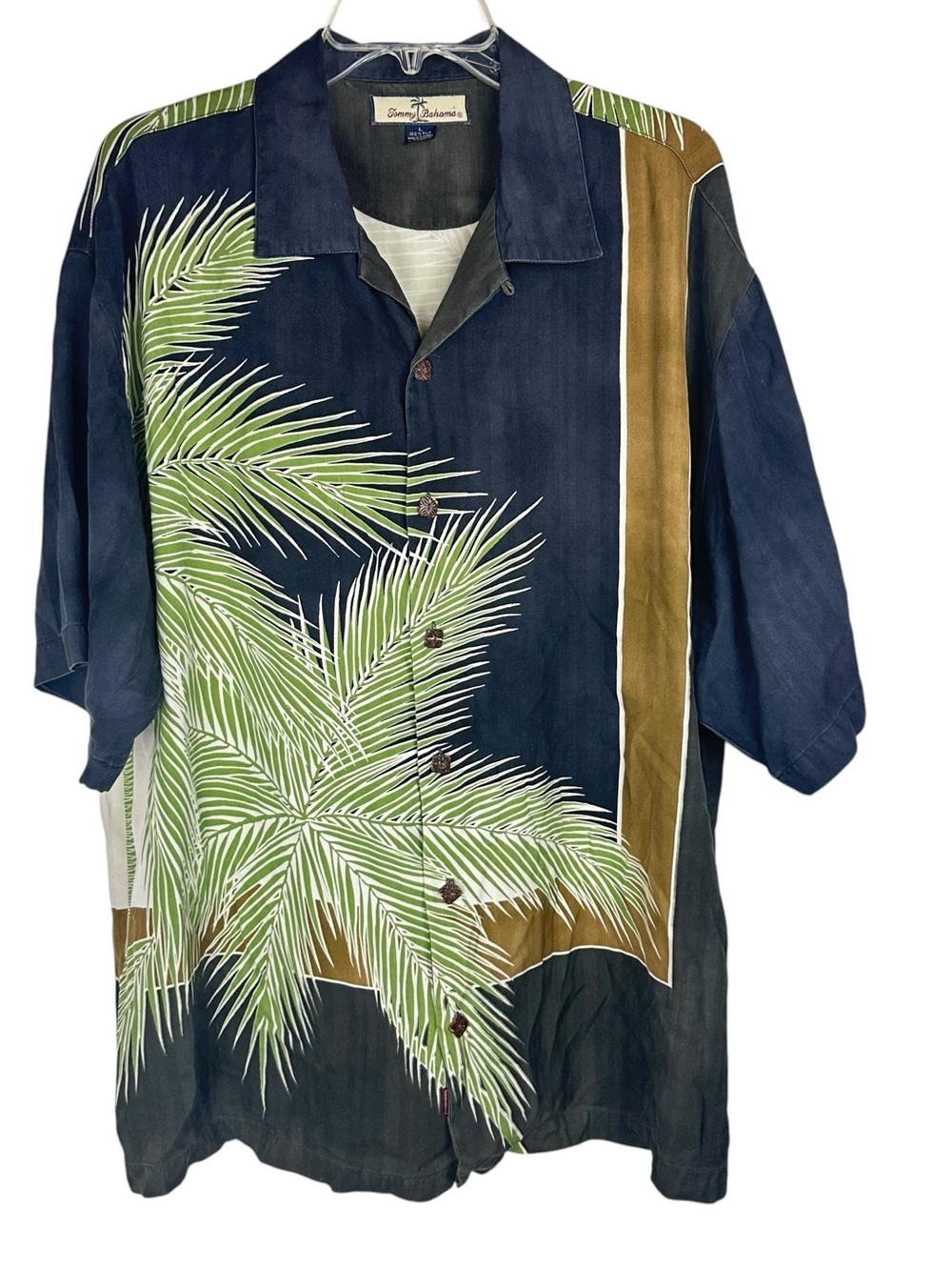 Tommy Bahama Silk Palm-Print Camp Shirt Size Large Tie Dye